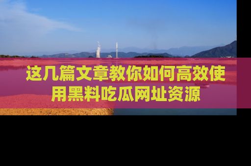 这几篇文章教你如何高效使用黑料吃瓜网址资源